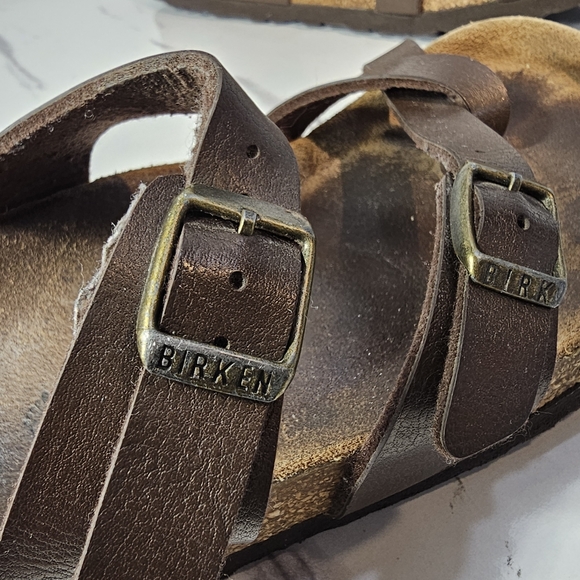 Birkenstock Womens Mayari Brown Leather Toe Loop Slide Casual Sandal EU 38 US 7 - Picture 4 of 14